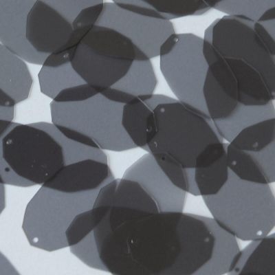 Facet Gem Oval Sequin 1.25" Smoke Gray See-Thru Glossy Matte Reversible Pailette