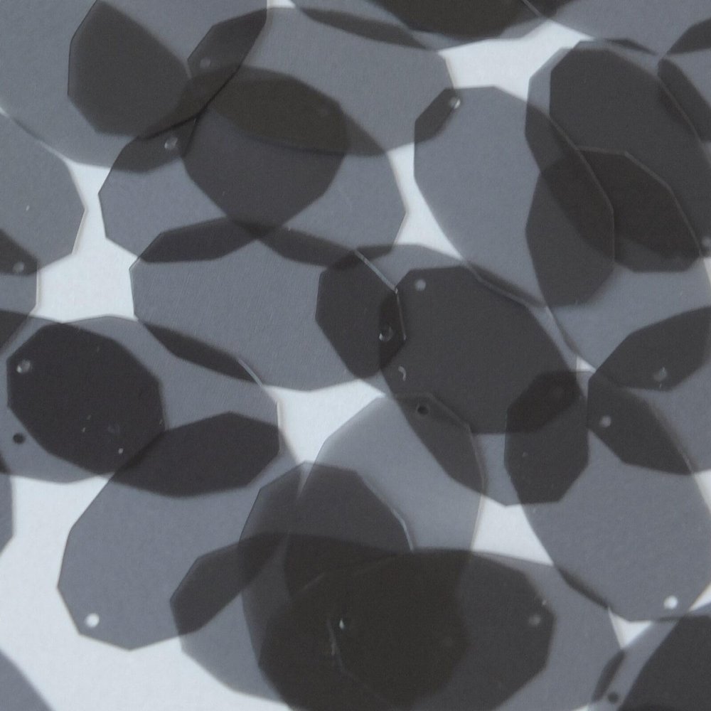 Facet Gem Oval Sequin 1.25" Smoke Gray See-Thru Glossy Matte Reversible Pailette