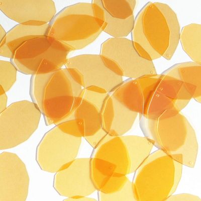 Facet Gem Teardrop Sequin 1.25" Amber See-Thru Gloss Matte Reversible Paillettes