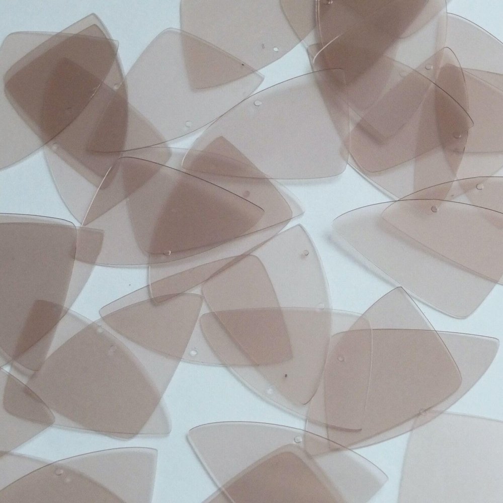 Fishscale Fin Sequin 1.5" Taupe Beige See-Thru Gloss Matte Reversible Paillettes