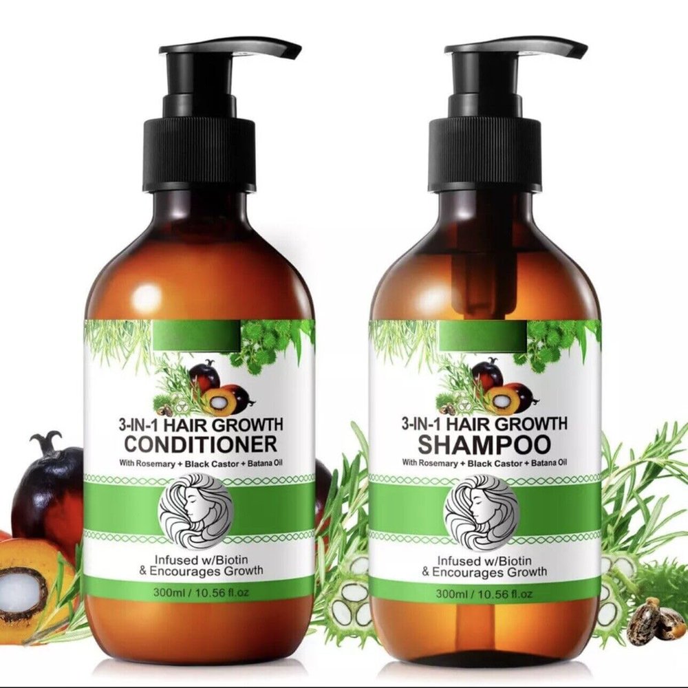 3-in-1 Hair Growth Shampoo & Conditioner Set  10.56 FL OZ | Infused with Rosemary, Black Castor Oil, Batana Oil & Biotin | 2-Piece for Stronger, Thicker Hair