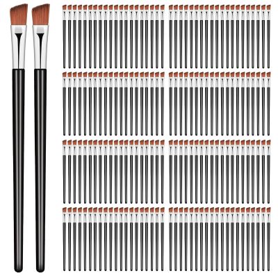 100 PCS Angled Eyebrow Brushes, Fine Angled Eyeliner Brush, Disposable Eyebrow Tint Brush, Eye Shadow Applicator Sticks Eye Brow Concealer Brushes for Beauty Cosmetic Make up Tool