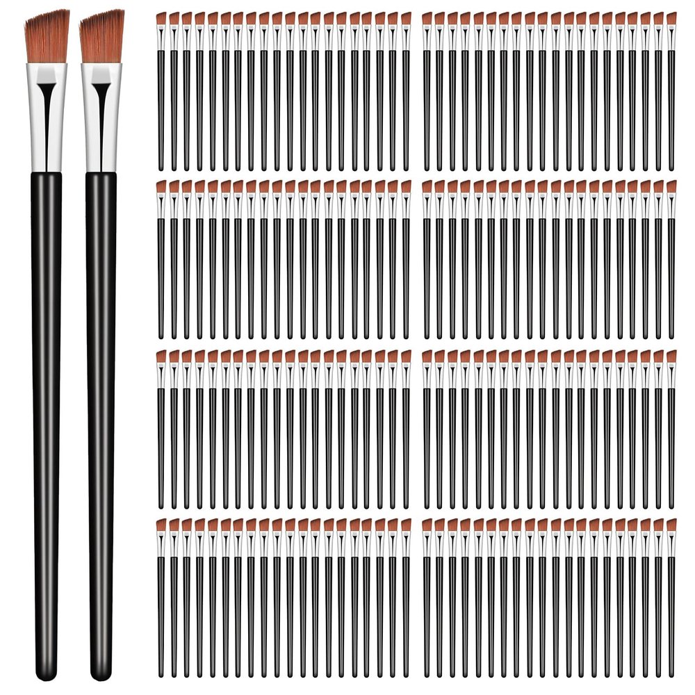 100 PCS Angled Eyebrow Brushes, Fine Angled Eyeliner Brush, Disposable Eyebrow Tint Brush, Eye Shadow Applicator Sticks Eye Brow Concealer Brushes for Beauty Cosmetic Make up Tool