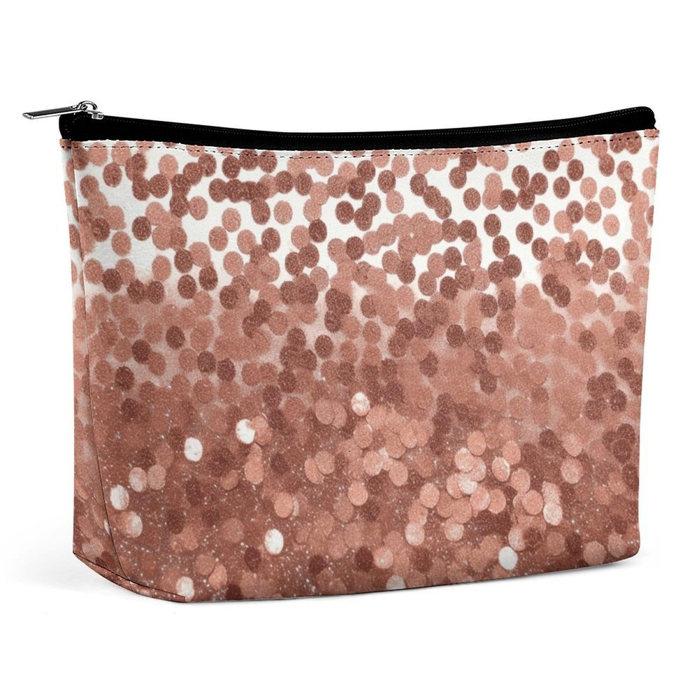 NKJJSTES Large Capacity Cosmetic Bag Waterproof Cosmetic Organizer Rose Gold Glitter Cosmetic Accessories Organizer for Women/girl