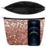 NKJJSTES Large Capacity Cosmetic Bag Waterproof Cosmetic Organizer Rose Gold Glitter Cosmetic Accessories Organizer for Women/girl view 3