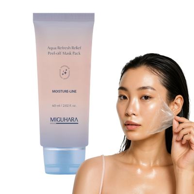 MIGUHARA Aqua Refresh Peel-Off Mask Pack, Face Mask with Lacto-PDRN, Botanical & Flower Extracts for a Fresh, Clean Feel and Smooth-Looking Skin Appearance Korean Skincare (60ml/2.02 fl.oz.)