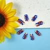 4th of July Press on Nails MIXFOSAHN Medium Square Fake Nails Red Blue False Nails with Prosperous Flowers Designs Glossy Stick on Nails July 4 Nails Glue on Nails for Women Girls 24 Pcs view 3