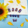 4th of July Press on Nails MIXFOSAHN Medium Square Fake Nails Red Blue False Nails with Prosperous Flowers Designs Glossy Stick on Nails July 4 Nails Glue on Nails for Women Girls 24 Pcs view 4