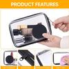 Calantre 3PCS Clear Zipper Cases, Portable Clear Organizer Pouches for Travel, Double Zippered Hard Shell Plastic Case, Cosmetic Bag for Make Up Tools, Toiletries, Toy Storage (Black, 1 Pack) view 2