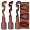3Pcs 2-in-1 Gradient Lip Liner and Lipstick Lip Combo Set - Coffee Bean & Mulberry & Dark Colors Achieve Flawless Contour and Gradual Ombre Effect Crayon Form Cone Tip, Dark Brown Black Lip Liner Set view 1