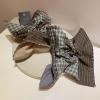 Asymmetric Green Check Double-Sided Hair Ring with Matching Square Scarf - Stylish Hair Accessories(Bottomgray) view 2