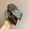 Asymmetric Green Check Double-Sided Hair Ring with Matching Square Scarf - Stylish Hair Accessories(Bottomgray) view 3