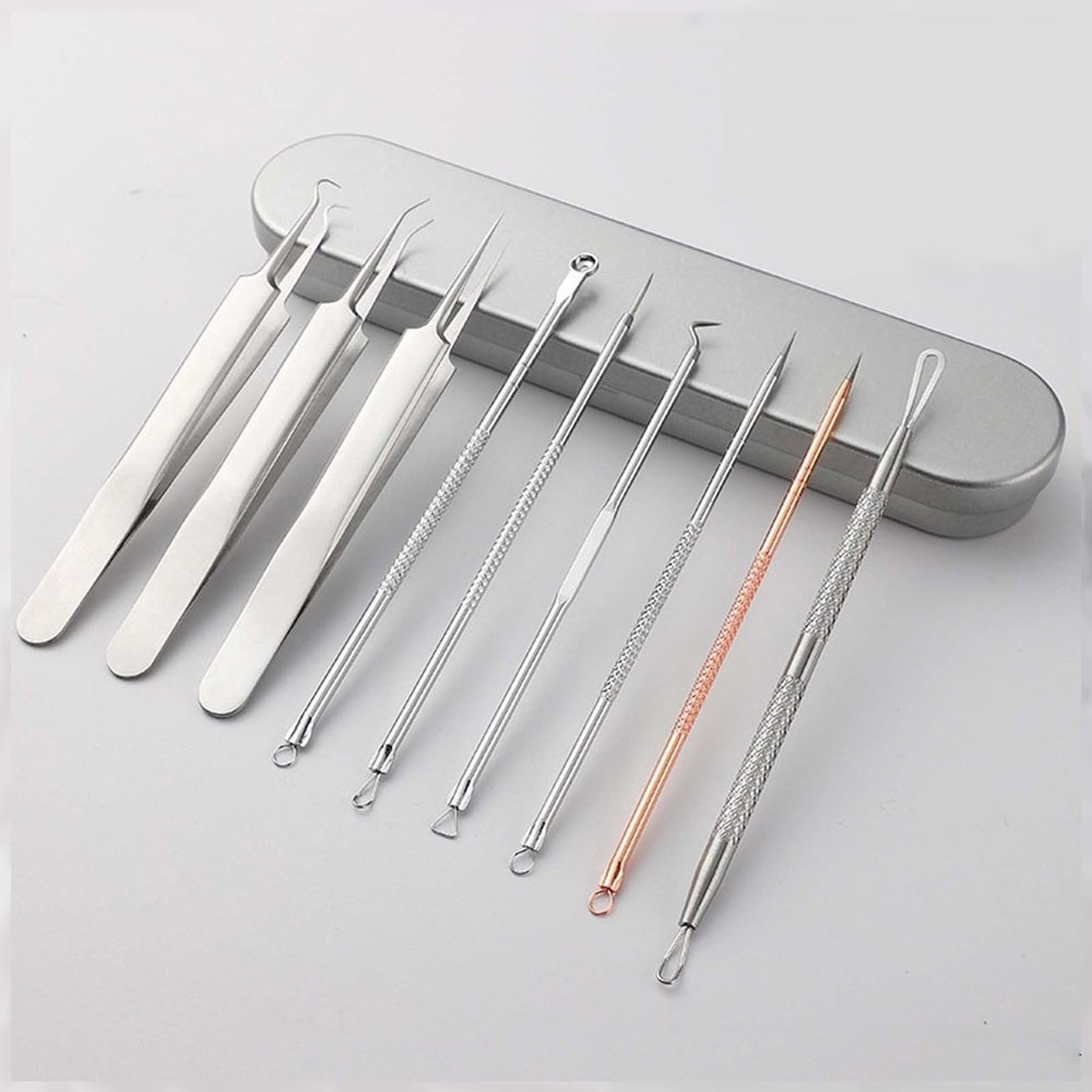 DJMAWEM Upgraded Stainless Steel Blackhead Remover, Blackhead Remover Tool Kit, Blackhead Remover, Blackhead Tools, Stainless Steel Blackhead Tweezers, Blackhead Remover Tools