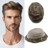 Hair Wonders Toupee For Men Hair Pieces Fine Mono Mens Toupee Hair Replacement System For Men Natural Hairline Mens Hairpiece 6x8 110% light to Medium density#550 5# MEDIUM LIGHT BROWN+50% GREY view 1