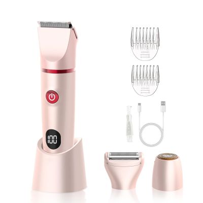 3-in-1 Bikini Trimmer for Women, Electric Razors Shaver for Public Hair - Rechargeable Body Hair Trimmer, Portable Detachable Removal Kit, lPX7 Waterproof Lightweight with LED Display, Gift for Women