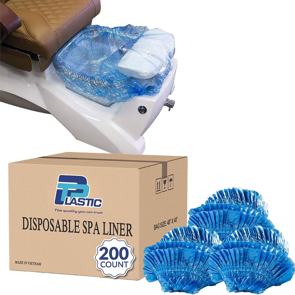 TP Plastic Disposable Pedicure Spa Liners 200 Count, Blue, Universal Fit for Most Pedicure Tubs & Spa Chairs