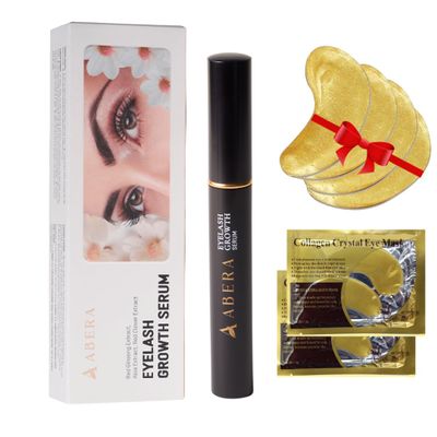 Abera Misan Eyelash Growth Serum - Natural Lash Booster and Lash Enhancer, Regenerating and Nourishing Lashes Longer and Thicker (1 Box + 5 Eye Patches)