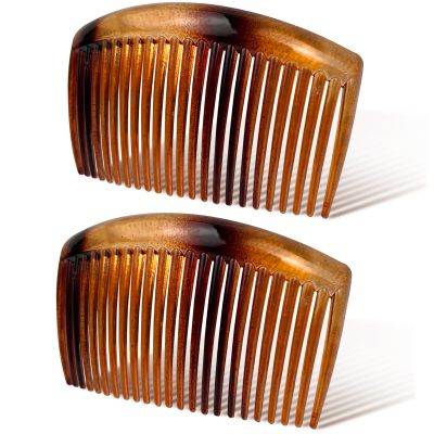 2-Piece Tortoiseshell Curved Side Comb Set, 3.23 Inch Strong Hold Comb for All Hair Type, Ideal for Bun and Chignon Styling, Elegant Hair Accessories for Women