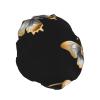 Gold White Butterflies Black1 Shower Cap For Women Reusable Double Layers Bathing Bath Cap Hair Caps Waterproof Elastic Band Ladies Spa Salon Shower Hat Hair Caps view 2