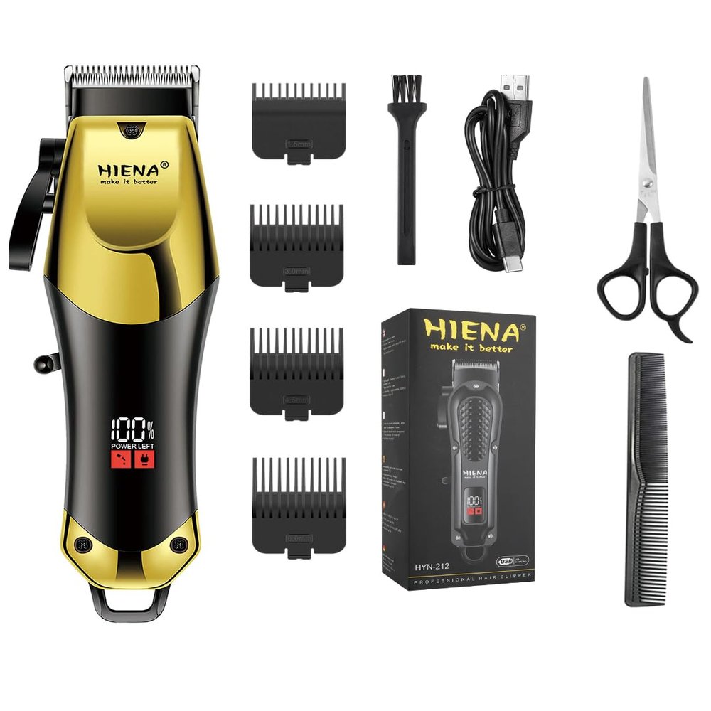 Electric Hair Trimmer Kit, 1 Set Electric Hair Clipper& Accessories, Professional Hair Trimmer for Men,Great for Stylists Barbershop, Gift Set, Barber Kit, Hair Stvling Tools,Crooming (Golden01)