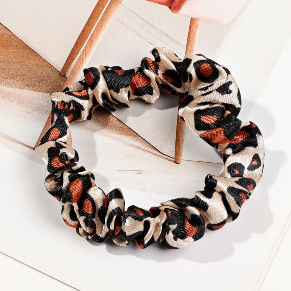 100Pcs Satin Scrunchie, 2.4Inch Small Elastic Cord Suitable for Fine, Thick and Curly Hair, for Headbands, Bracelets, Ponytail Clips, Women Hair Accessories(Coffee Brown)