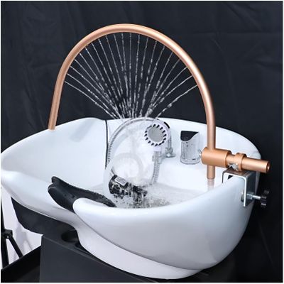 Head Salon Water Circulation RackWater Circulation Frame, Head Care Shampoo Bed Accessory, 180 Degree Arc Design, 21 Water Outlets for Hair Care,USplug