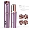 Facial Hair Removal for Women, Ladies Face Shaver(Rechargeable) for Chin Upper Lip Neck Armpits, Included 4 Replacement Heads, with a Velvet Storage Pouch view 1