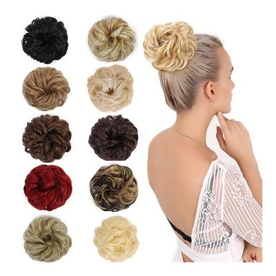 zhongxlla Hair Bun Messy Bun High-Temperature Synthetic Hair Puff, Voluminous Curly Updo with Elastic Band For Women Girls(Black)