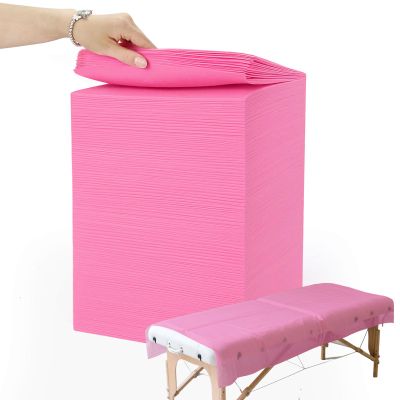 200 Piece Disposable Massage Table Sheets 31" x 71" - Non-Woven Fabric Bed Covers for Spa, Massage, Beauty & Tattoos - Breathable, Hygienic (Pink)
