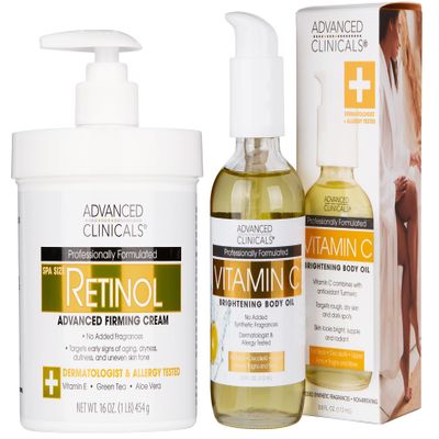 Advanced Clinicals Advanced Retinol Cream + Vitamin C Hydrating Body Oil Set
