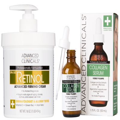 Advanced Clinicals Advanced Retinol Cream + Collagen Plumping Face Serum Set