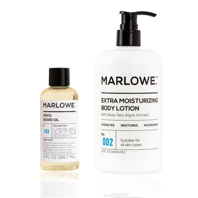 MARLOWE. Men's Body Lotion & Beard Oil Bundle Hydrating Moisturizer with Aloe Vera + Conditioning Softener with Natural Oils