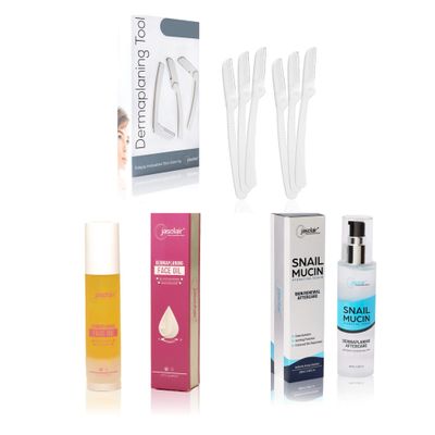 Complete Dermaplaning Skincare Kit  6-Count Razors, Pre-Treatment Face Oil & Snail Mucin Hydrating Serum  Smooth, Radiant Skin & Enhanced Skincare Benefits