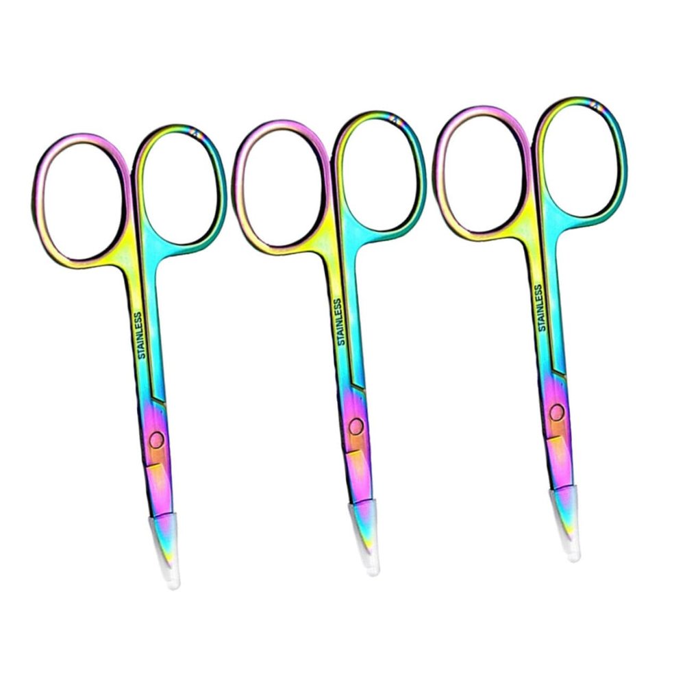 Healeved 3pcs Stainless Steel Eyebrow Scissors Precision Trimmer Men Eyebrow Tools