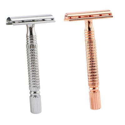 VICASKY 2pcs Manual Metal Shaving Razor for Men Old Style Double-edged Safety Razor Non-skid Grip for Smooth Face Beard Shaving Travel