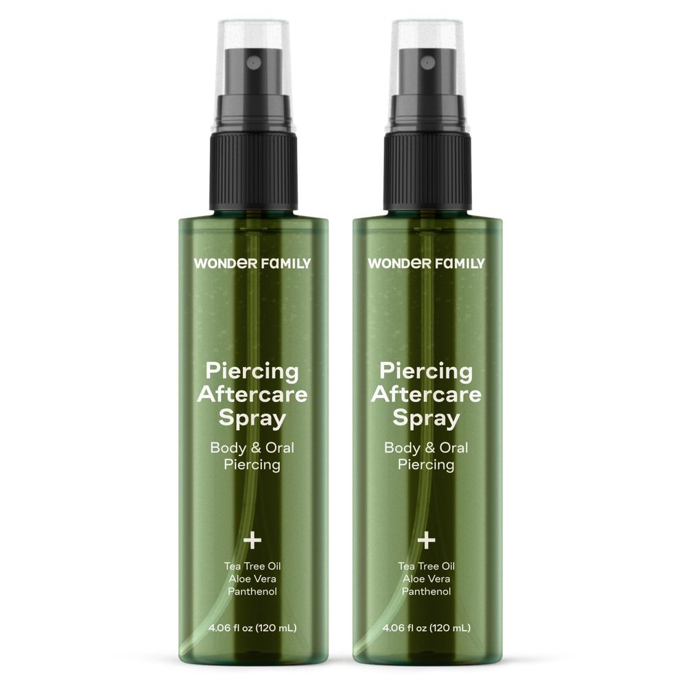 Piercing Aftercare Spray  Sterile Saline Solution for Piercings with Panthenol & Tea Tree Oil for Bumps  Lip, Body, Nose Rings, & Ear Piercing Cleaner  Saline Spray for Piercings  2 Pack, 8 Fl Oz