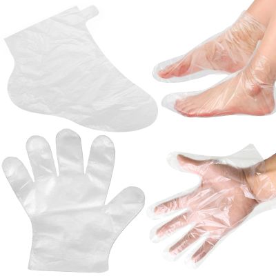 300 Pcs Plastic Foot Covers For Feet, Plastic Socks For Moisturizing Feet Paraffin Wax Gloves For Hands Can Be Used For Shoe Fitting Hot Wax Therapy Spa