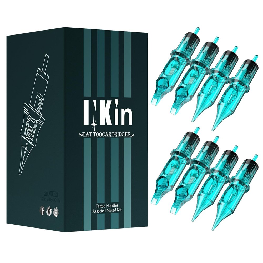 50Pcs Tattoo Cartridge Needles #12 Standard Assorted Mixed Size Round Liner Shader Magnum -5Pcs each of 3RL 5RL 7RL 7RS 9RS 14RS 5M1 7M1 9M1 15M1 9RM 15RM with Safety Membrane for Tattoo Gun Machine