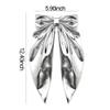 Big Hair Bows for Women Silver Bow Barrettes Clip Bowknot Clips for Thin Thick Hair Accessories for Girls Long Ribbon Clips for Women Spring Clip Barrette Bows view 2