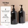 Soap Dispenser with Waterproof Labels, Thickened Plastic Hand Soap Dispenser for Bathroom, Kitchen Dish Washing Liquid Bottles, Shampoo and Conditioner Bottles (16.9 oz, Set of 2, Black) view 2