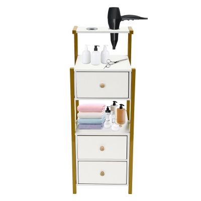 Beauty Salon Station, Barber Station, Salon Storage Cabinet Makeup Storage with 2 Hair Dryer Holder & 3 Drawers, Makeup Organizer Beauty Equipment, Salon Stations for Hair Stylist