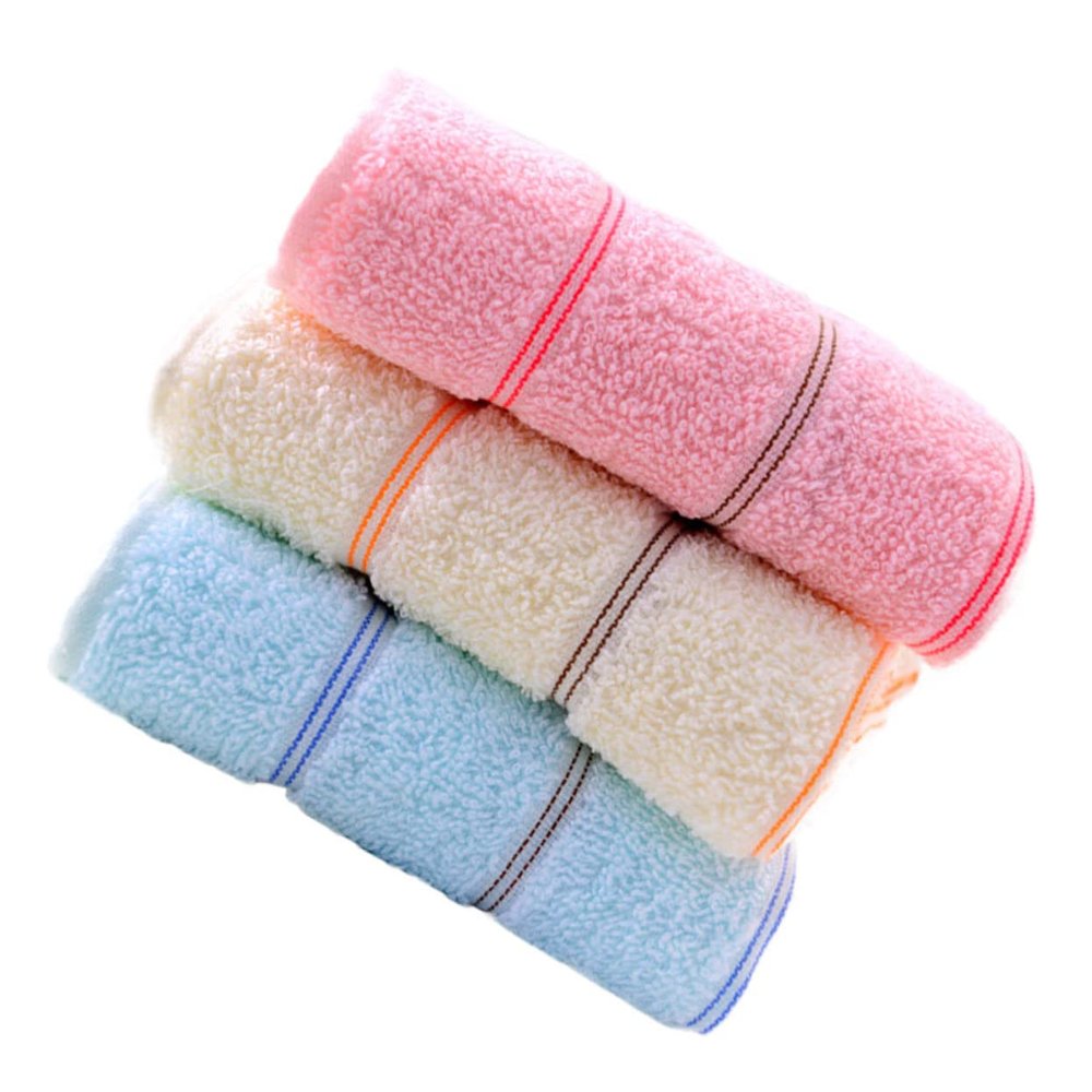AUTSUPPL 3pcs Pure Cotton Muslin Washcloths Soft Face Towels Cotton Facecloth for Makeup Bath Travel Random Color