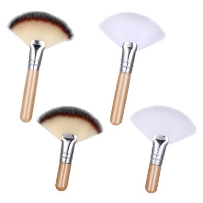 4 PCS facial brushes Esthetician, Mask Brushes for Facials Fluffy Fan Brushes for Facials, Face Makeup Brush with Long and Short Handle for Loose Powder Blush