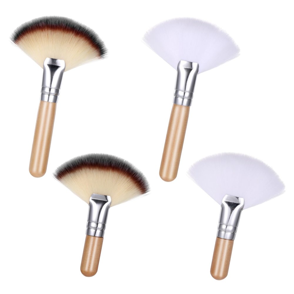 4 PCS facial brushes Esthetician, Mask Brushes for Facials Fluffy Fan Brushes for Facials, Face Makeup Brush with Long and Short Handle for Loose Powder Blush