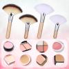 4 PCS facial brushes Esthetician, Mask Brushes for Facials Fluffy Fan Brushes for Facials, Face Makeup Brush with Long and Short Handle for Loose Powder Blush view 4