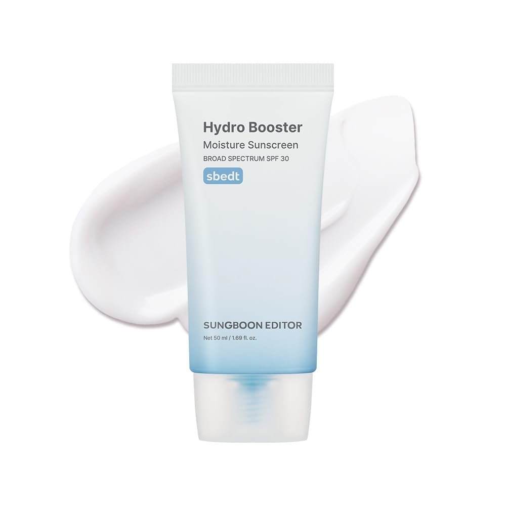 SUNGBOON EDITOR Hydro Booster Sunscreen, SPF 30, Non-Greasy, Lightweight, Hydrating Korean Sunscreen for Face with No White Cast, Travel Essentials, 50ml, 1.69 fl.oz