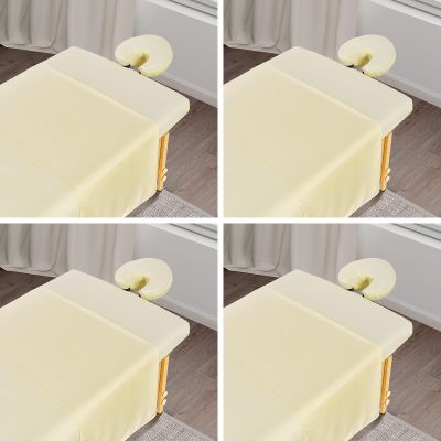 4 Sets Premium Microfiber Massage Table Sheets Set, 3 Piece Set Soft Massage Table Cover, Ultra-Light Massage Sheets Sets Include Flat Sheet, Fitted Sheet, and Fitted Face Rest Cover, Beige