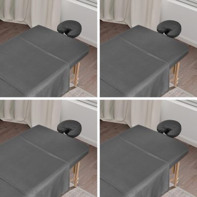 4 Sets Premium Microfiber Massage Table Sheets Set, 3 Piece Set Soft Massage Table Cover, Ultra-Light Massage Sheets Sets Include Flat Sheet, Fitted Sheet, and Fitted Face Rest Cover, Grey