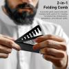 2-in-1 Men's Protable Folding Pocket Comb - Black, Fine & Wide Tooth Comb for Hair and Beard Grooming view 2