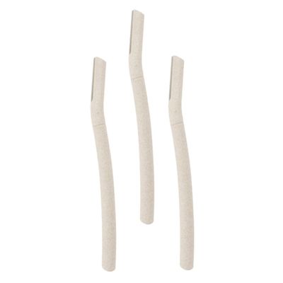 VICASKY 3pcs Eyebrow Trimming Razor Grooming Kit Wheat Straw Design Stainless Steel Blades Compact Makeup Tool for Precise Eyebrow Shaping and Facial Hair Removal